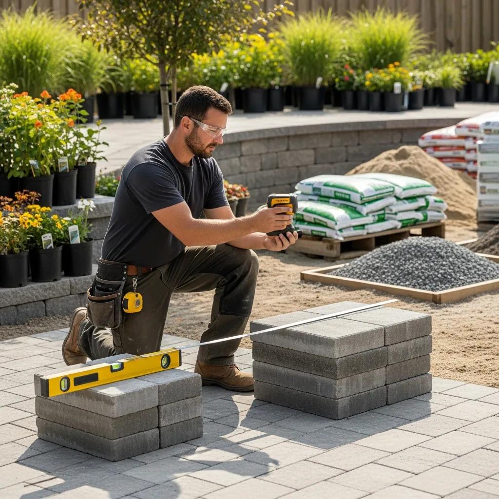 Professional landscaper ensuring precise placement of plants in a custom landscape installation